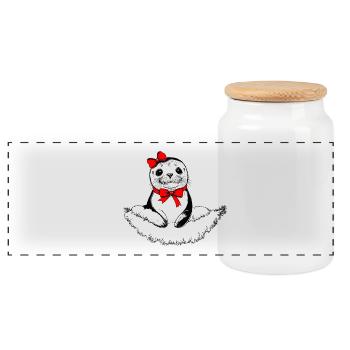 Bow-tiful Seal – Christmas Edition - Panoramic Cookie Jar with Wooden Lid - white - Front