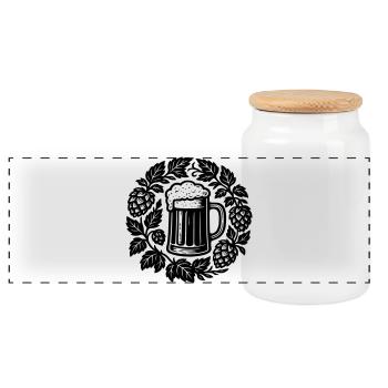 Bier kranz - Panoramic Cookie Jar with Wooden Lid - white - Front