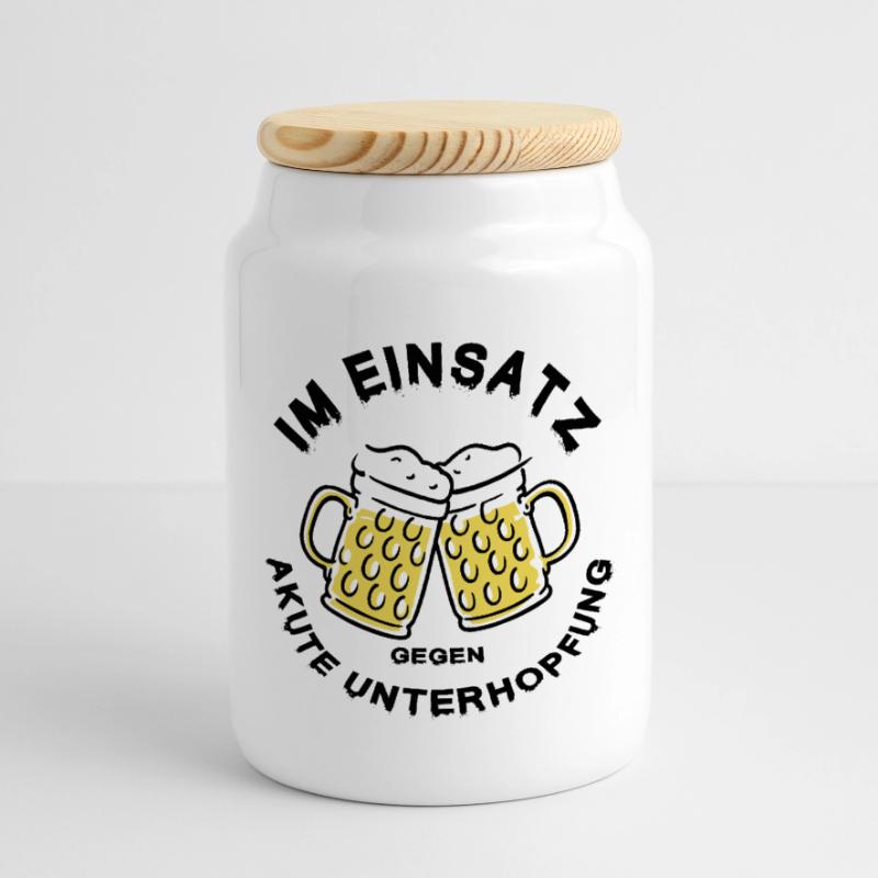 Underhopping Deployment – Regulars' Table Beer Saying Panoramic Cookie Jar with Wooden Lid