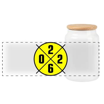 2026 Year Circle - Panoramic Cookie Jar with Wooden Lid - white - Front