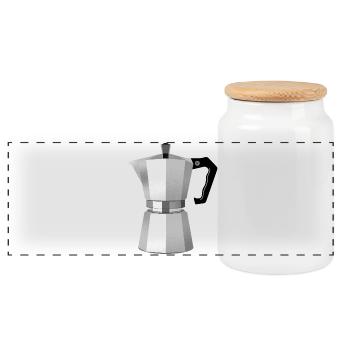 Kaffee? - Panorama Keksdose mit Holzdeckel - Weiß - Vorne