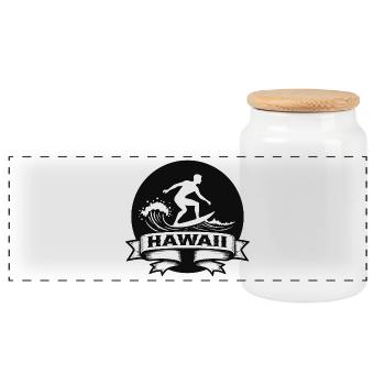 Surfer Hawaii Wellenbanner - Panorama Keksdose mit Holzdeckel - Weiß - Vorne