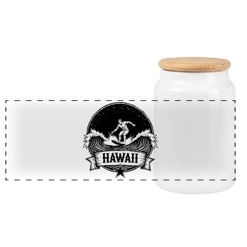 Hawaii Surfer Wellenreiter auf Pazifikwelle - Panorama Keksdose mit Holzdeckel - Weiß - Vorne