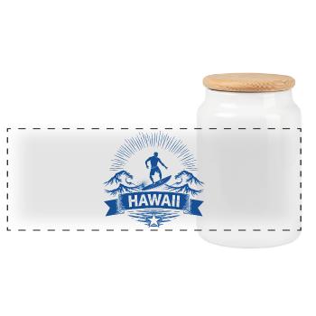 Hawaii Surfer Wellenreiter auf Pazifikwelle - Panorama Keksdose mit Holzdeckel - Weiß - Vorne