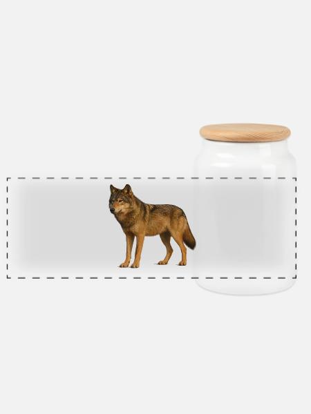 Wolf in der Wildnis - Panorama Keksdose mit Holzdeckel - Weiß