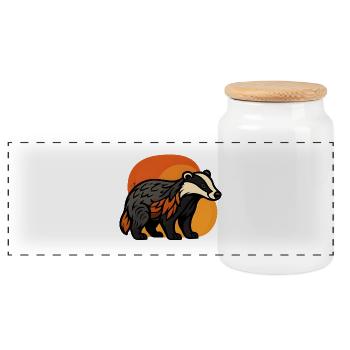 Badger at sunset - Panoramic Cookie Jar with Wooden Lid - white - Front