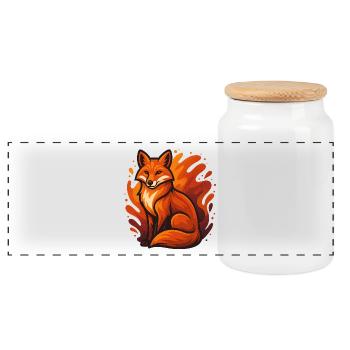 Renard flamboyant dans un style graphique - Boîte à biscuits avec couvercle en bois - blanc - Devant