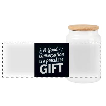 Une bonne conversation est un cadeau précieux - Boîte à biscuits avec couvercle en bois - blanc - Devant