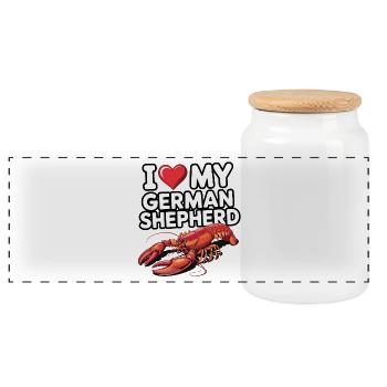 Ich liebe meinen deutschen Schäferhund - Lustiger Hummer T-Shirt - Panorama Keksdose mit Holzdeckel - Weiß - Vorne