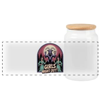 Girls Night out - Funny Satanism T-Shirt - Panoramic Cookie Jar with Wooden Lid - white - Front
