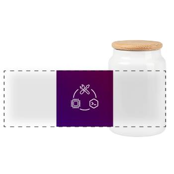 TechKreis Chip Code Tool - Panoramic Cookie Jar with Wooden Lid - white - Front