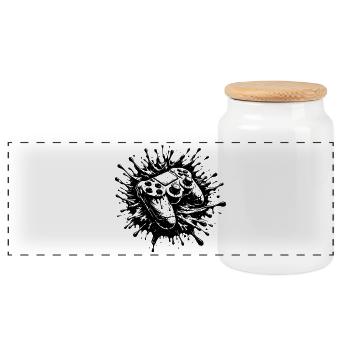 Ink war on the gamepad Energy on Analog - Panoramic Cookie Jar with Wooden Lid - white - Front
