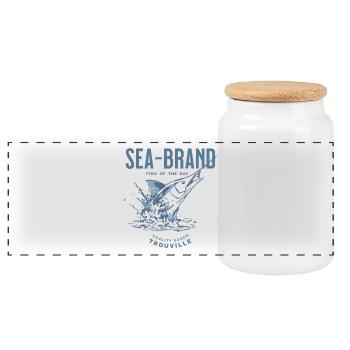 Sea Brand Fish of the Day - Panoramic Cookie Jar with Wooden Lid - white - Front