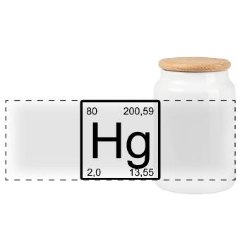 Hg Periodic Table Minimal Design - Panoramic Cookie Jar with Wooden Lid - white - Front