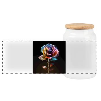 Rainbow Rose Metallic Shine - Panoramic Cookie Jar with Wooden Lid - white - Front