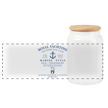 Emblème Yacht Marine Ancre - Boîte à biscuits avec couvercle en bois - blanc - Devant