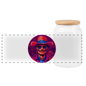 Bronko55 n°81 – Vieil homme au chapeau - Boîte à biscuits avec couvercle en bois - blanc - Devant
