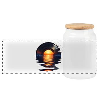 Vinyl Sunset - The Sound of Waves - Panoramic Cookie Jar with Wooden Lid - white - Front