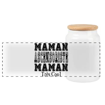 Lift Operator Mom Very Cool Mom - Panoramic Cookie Jar with Wooden Lid - white - Front