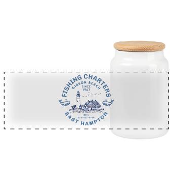 Fishing Charter East Hampton - Boîte à biscuits avec couvercle en bois - blanc - Devant