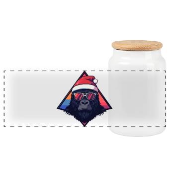 Gorilla Santa Neon Triangle - Panorama Keksdose mit Holzdeckel - Weiß - Vorne