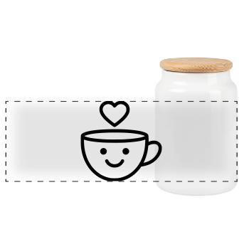 Good morning mug with a heart for you - Panoramic Cookie Jar with Wooden Lid - white - Front