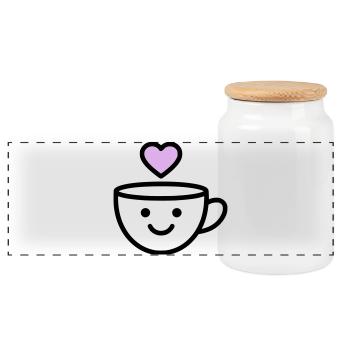 Good morning mug with a heart for you - Panoramic Cookie Jar with Wooden Lid - white - Front