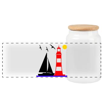 Voile - Boîte à biscuits avec couvercle en bois - blanc - Devant