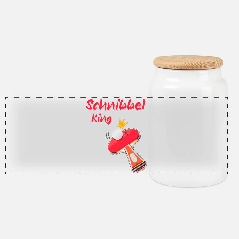 Tischtennis - Panorama Keksdose mit Holzdeckel - Weiß