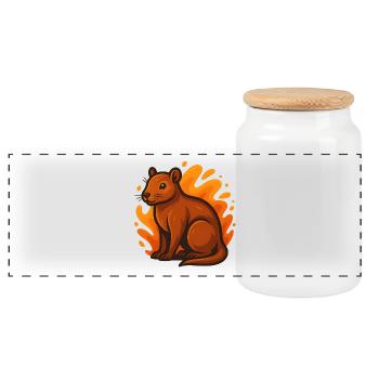 Agouti in flammendem Orange - Panorama Keksdose mit Holzdeckel - Weiß - Vorne