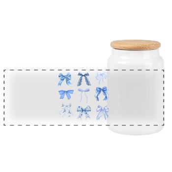 Blue knots - Panoramic Cookie Jar with Wooden Lid - white - Front