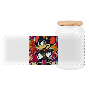 Graffiti Souristenu dans le style de la rue - Boîte à biscuits avec couvercle en bois - blanc - Devant