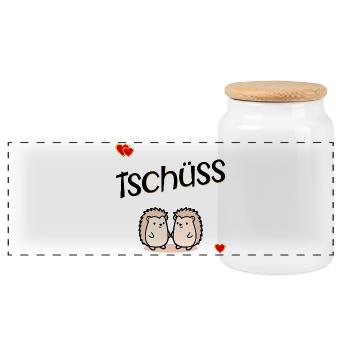 Adieu chers collègues, au revoir hérisson - Boîte à biscuits avec couvercle en bois - blanc - Devant