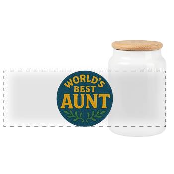 World's Best Aunt Patch - Panoramic Cookie Jar with Wooden Lid - white - Front