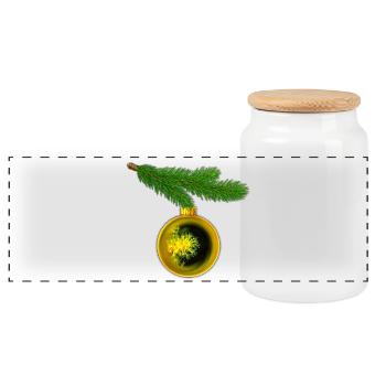 Weihnachtskugel mit Krustenanemonen am Tannenzweig - Panorama Keksdose mit Holzdeckel - Weiß - Vorne