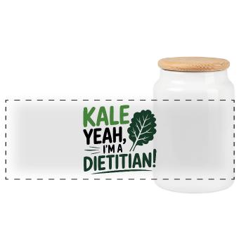 KALE YEAH I'M A DIETITIAN Nutrition Professional  - Panoramic Cookie Jar with Wooden Lid - white - Front