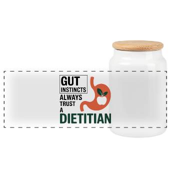 Trust A Dietitian Gut Health Nutrition Expert  - Panoramic Cookie Jar with Wooden Lid - white - Front