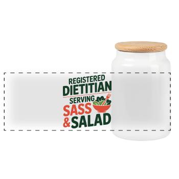 Diététicien diplômé au service de Sass et expert en salade - Boîte à biscuits avec couvercle en bois - blanc - Devant