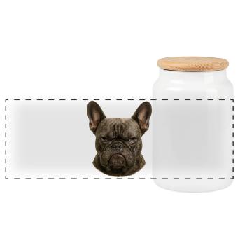 Serious Franz Bulldog Head - Panoramic Cookie Jar with Wooden Lid - white - Front