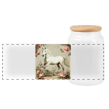 Cheval Vintage - Boîte à biscuits avec couvercle en bois - blanc - Devant