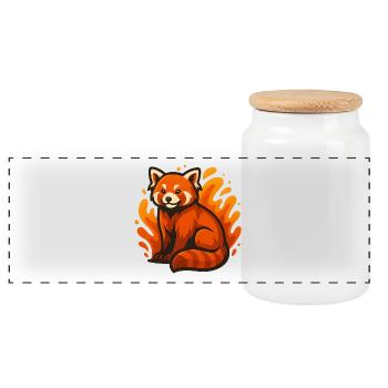 Brennender Roter Panda - Panorama Keksdose mit Holzdeckel - Weiß - Vorne