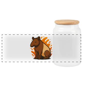 Tapir en aura orange flamboyante - Boîte à biscuits avec couvercle en bois - blanc - Devant
