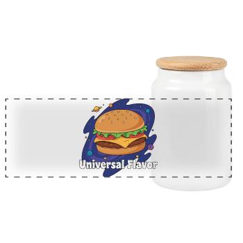 Kosmos Hamburger Universal Taste - Panoramic Cookie Jar with Wooden Lid - white - Front