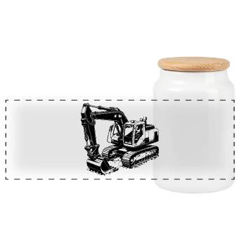 Pelle d’excavatrice héros et homme musclé avec cabine - Boîte à biscuits avec couvercle en bois - blanc - Devant
