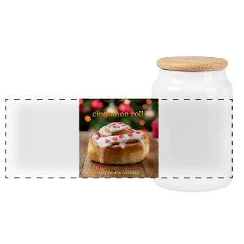 Cinnamon roll « cinnamon roll » Rêveur & Fou - Boîte à biscuits avec couvercle en bois - blanc - Devant