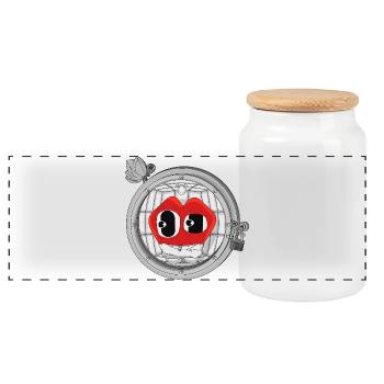 HEARTBEAT 1 - Panoramic Cookie Jar with Wooden Lid - white - Front