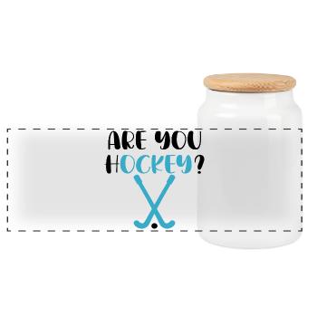 Ok Hockey - jeu de mots Ok - Boîte à biscuits avec couvercle en bois - blanc - Devant