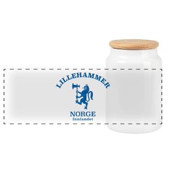 Lillehammer Norway Norwegen - Panorama Keksdose mit Holzdeckel - Weiß - Vorne