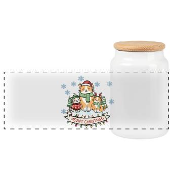 Meowy Christmas Katzentrio - Panorama Keksdose mit Holzdeckel - Weiß - Vorne