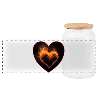 Heart of Flames as a declaration of love - Panoramic Cookie Jar with Wooden Lid - white - Front